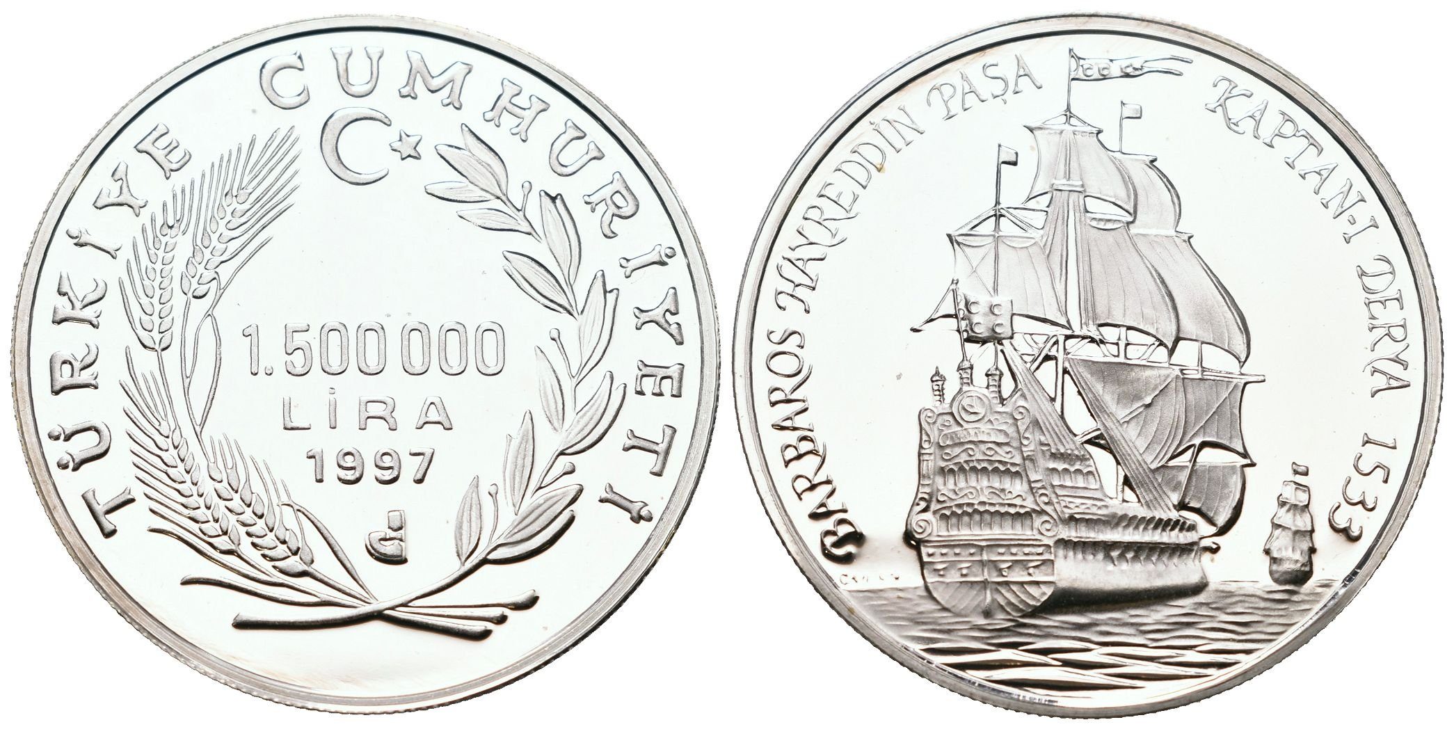 Turecko, 1 500 000 Lira 1997 - Ch. Barbarossa