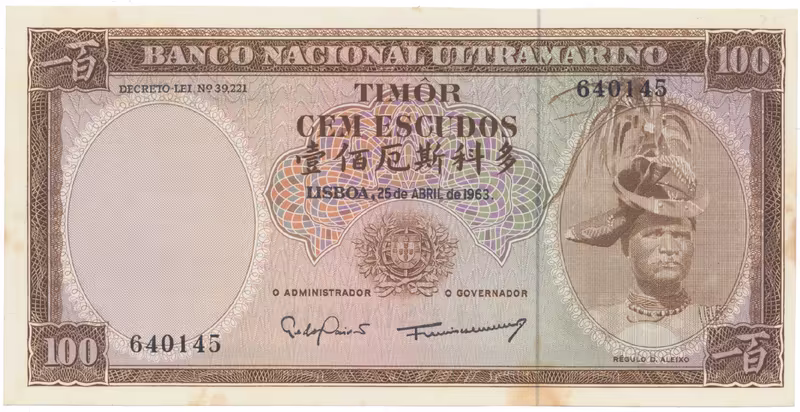 Timor, 100 Escudos 1963, P.28, jiný podpis