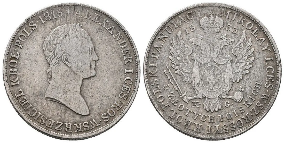 Ražby pro Polsko, Mikuláš I., 1825 - 1855 — 1