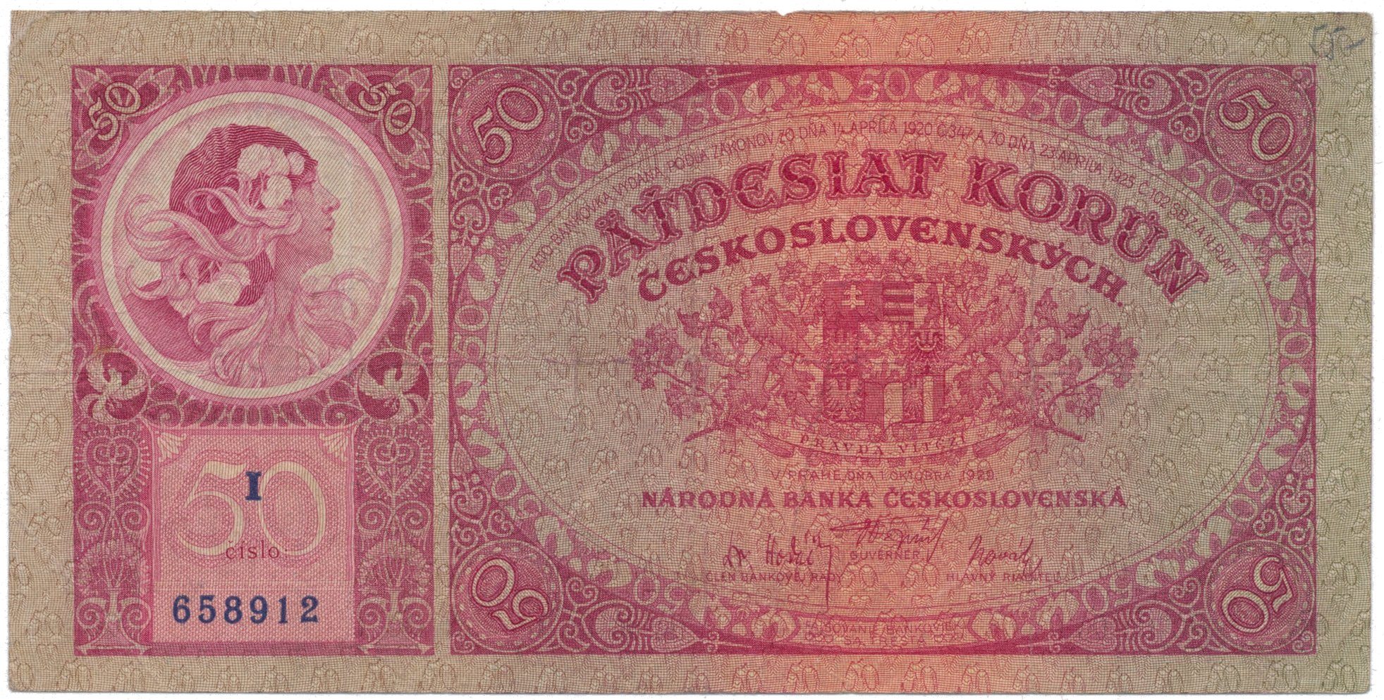 50 Koruna 1929, série I, Hej.24a