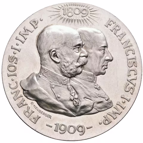 AR Medaile 1909 (Neuberger, Prinz) - 100. výročí obrany Tyrol. Poprsí Františka II.