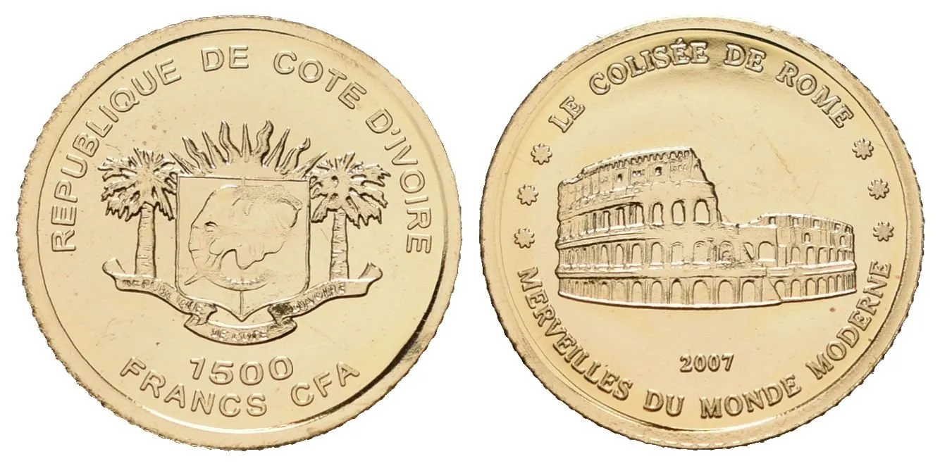 Pobřeží slonoviny, 1500 Francs 2007 - Colosseum