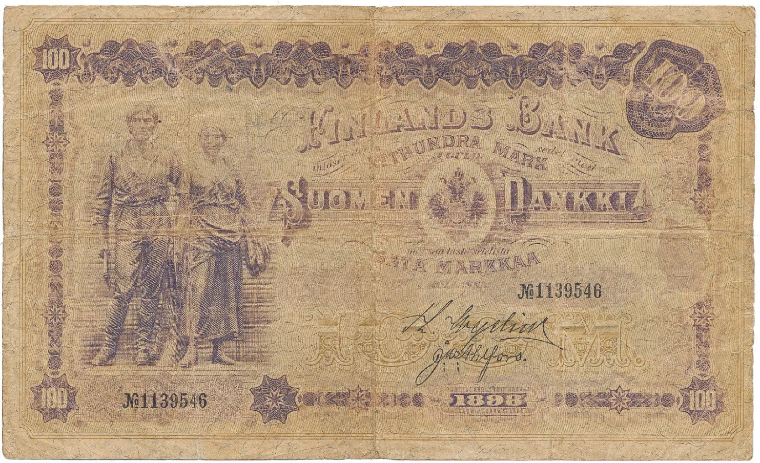 Finsko, 100 Markka 1898, P.7c