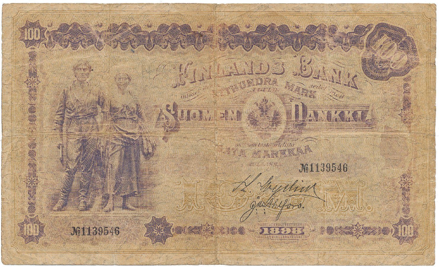 Finsko, 100 Markka 1898, P.7c