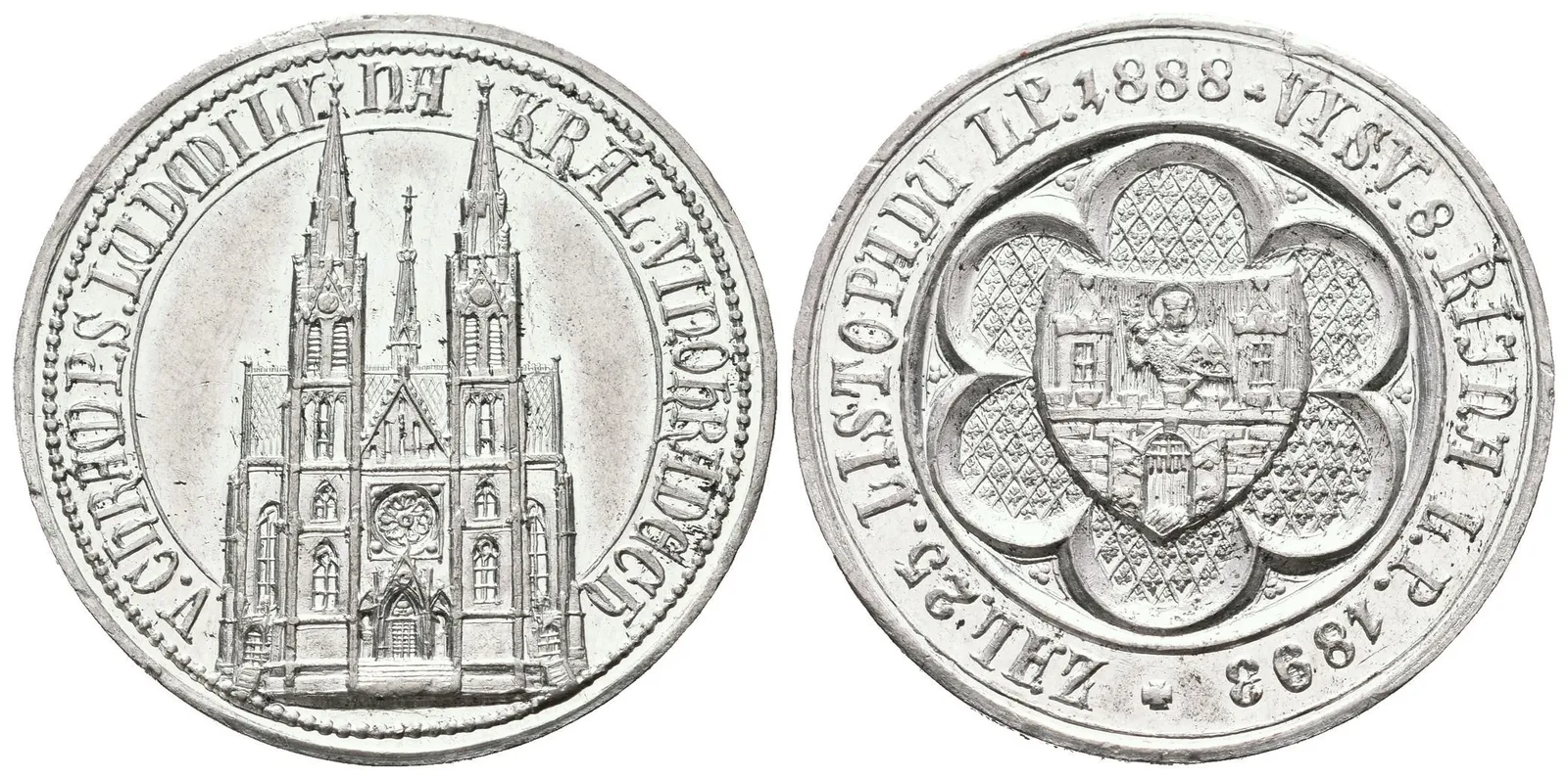AE Medaile 1893 - K vysvěcení chrámu sv. Ludmily. Cín 32 mm, — 1