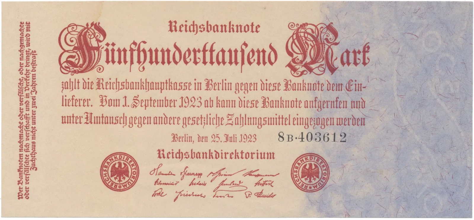 Německo, 500 000 Mark 1923, Ro.91b