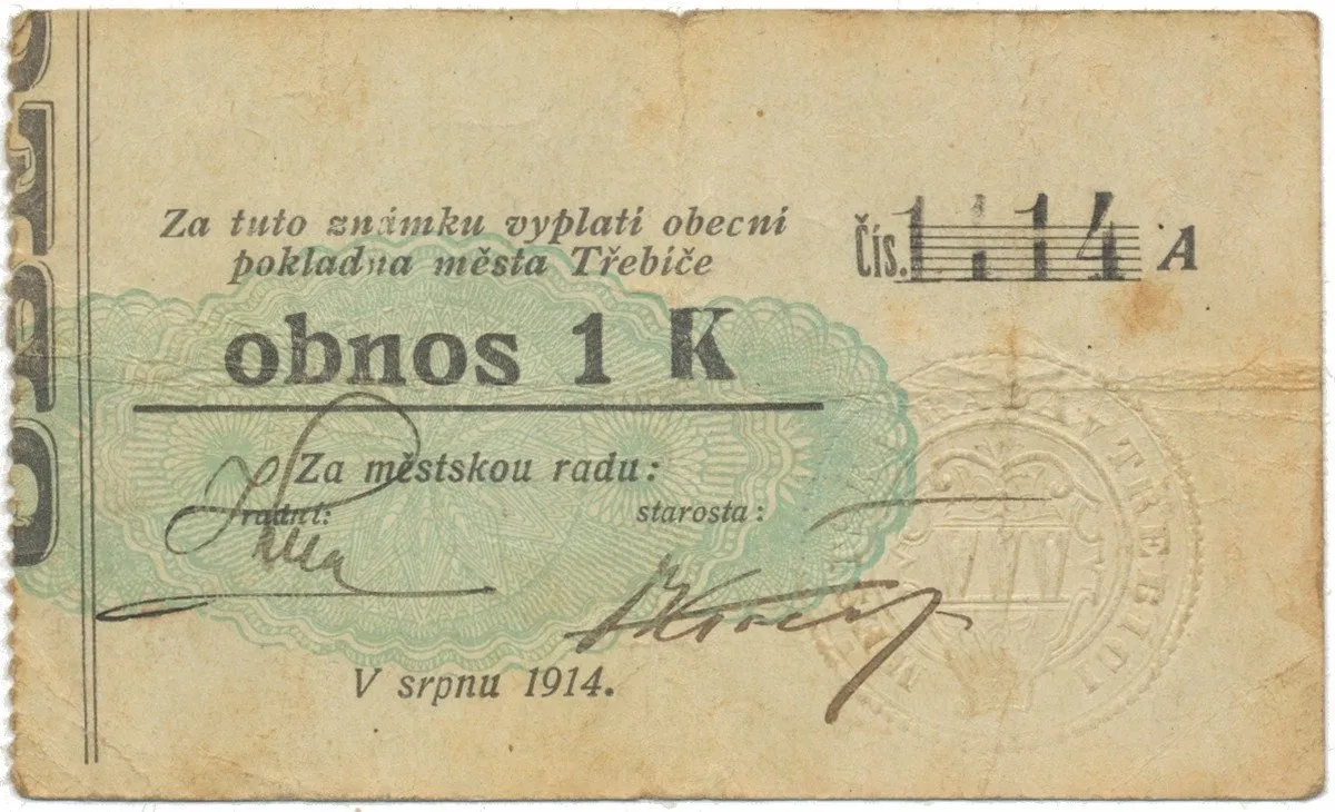 Třebíč - město, 1 K srpen 1914, slabší K, HH.223.5.6d3