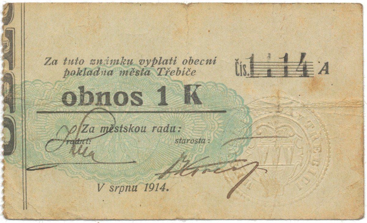 Třebíč - město, 1 K srpen 1914, slabší K, HH.223.5.6d3