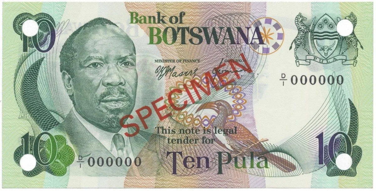 Botswana, 10 Pula (1976), anulát - SPECIMEN, P.4s1