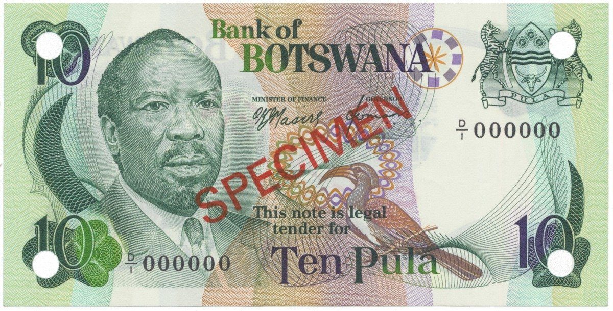 Botswana, 10 Pula (1976), anulát - SPECIMEN, P.4s1