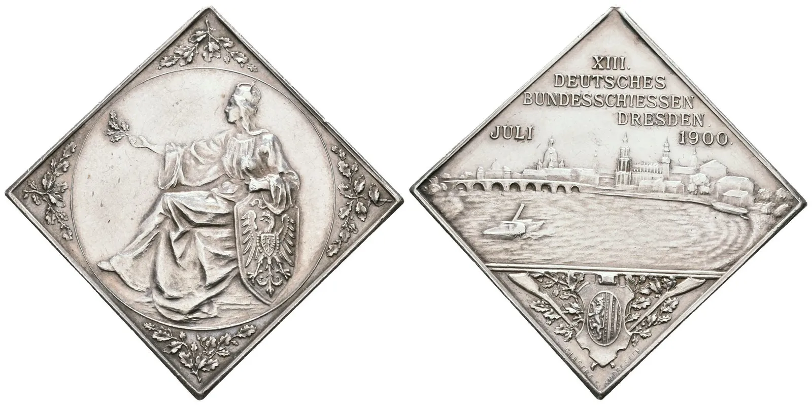 AR Klipa 1900 (Glaser) - XIII. Německé spolkové střelby v Drážďanech. Ag 34 mm (28,07 g), — 1