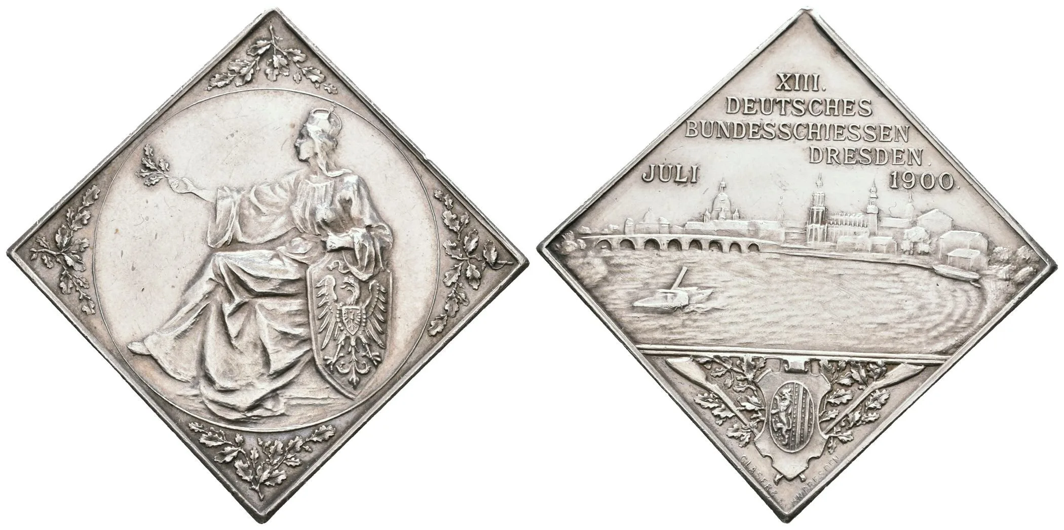 AR Klipa 1900 (Glaser) - XIII. Německé spolkové střelby v Drážďanech. Ag 34 mm (28,07 g), — 1