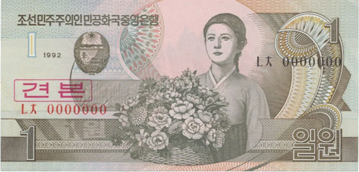 Severní Korea, 1 Won 1992, anulát - SPECIMEN, P.39s