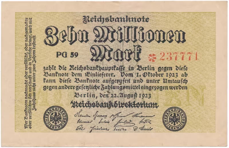 Německo, 10 Millionen Mark 1923, Ro.105d
