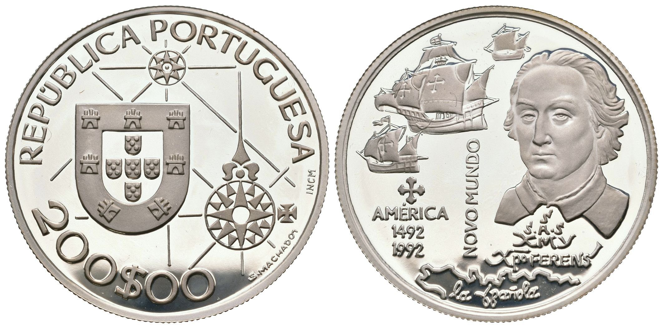 Portugalsko, 200 Escudos 1992 - Objevení Ameriky