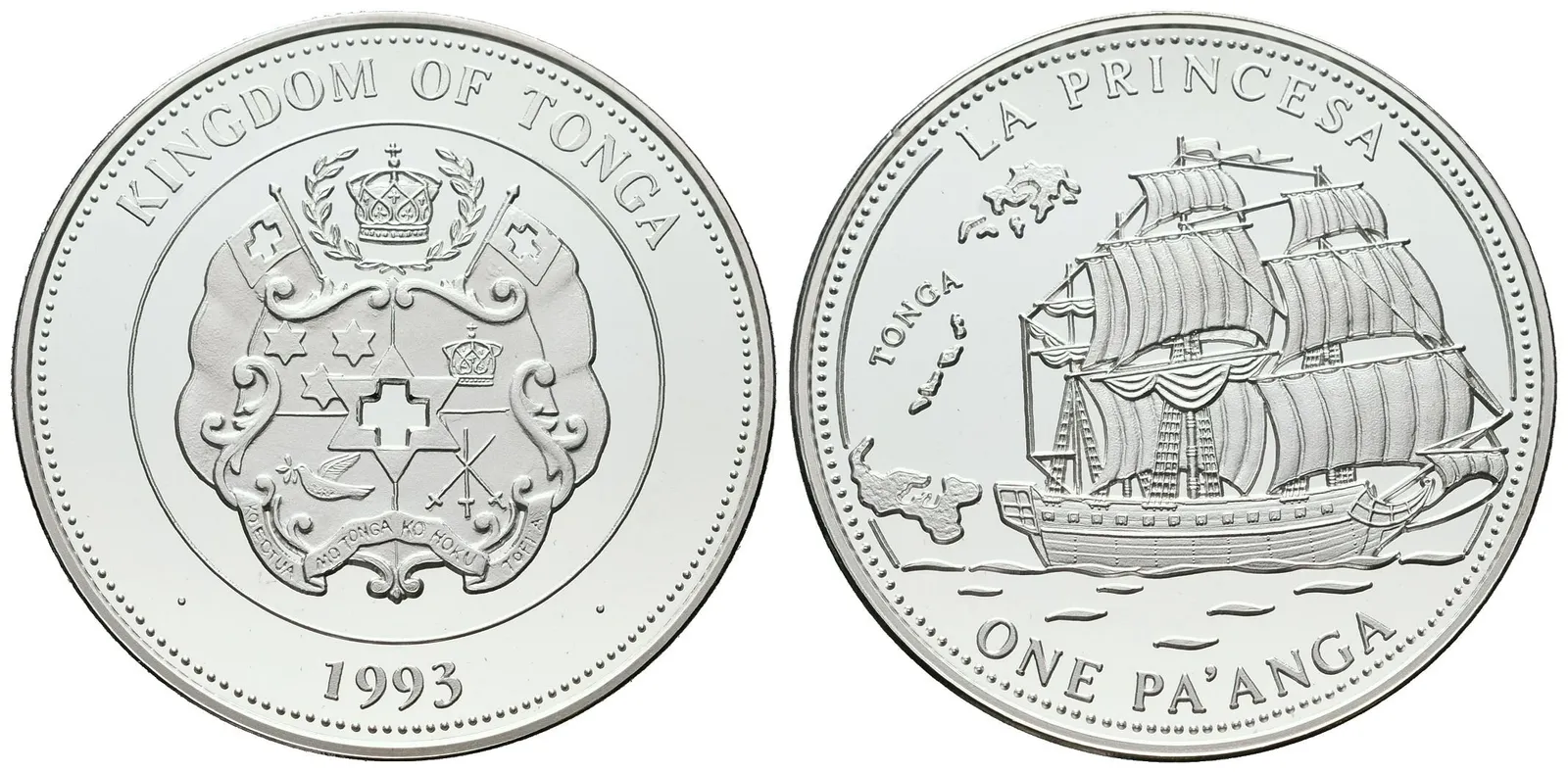 Tonga, 1 Pa'anga 1993 - Plachetnice "La Princesa"