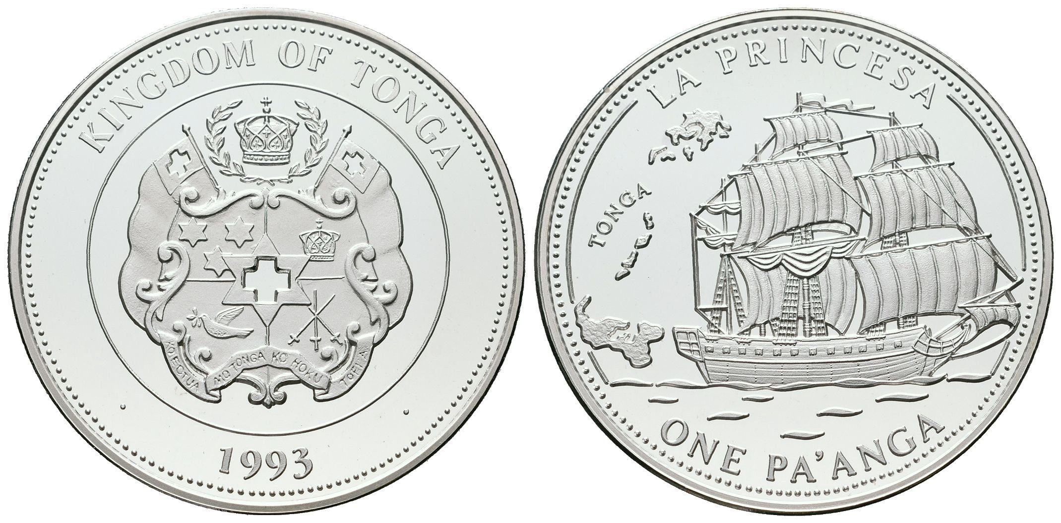 Tonga, 1 Pa'anga 1993 - Plachetnice "La Princesa"