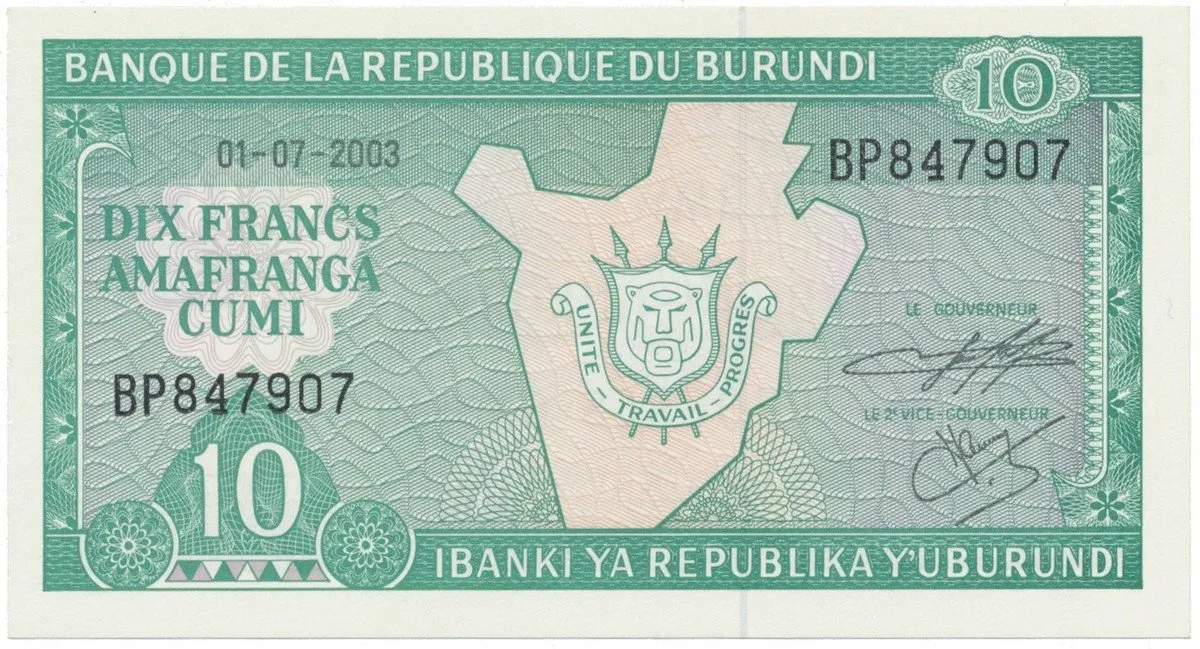 Burundi, 10 Francs 2003~2005, P.33d-e