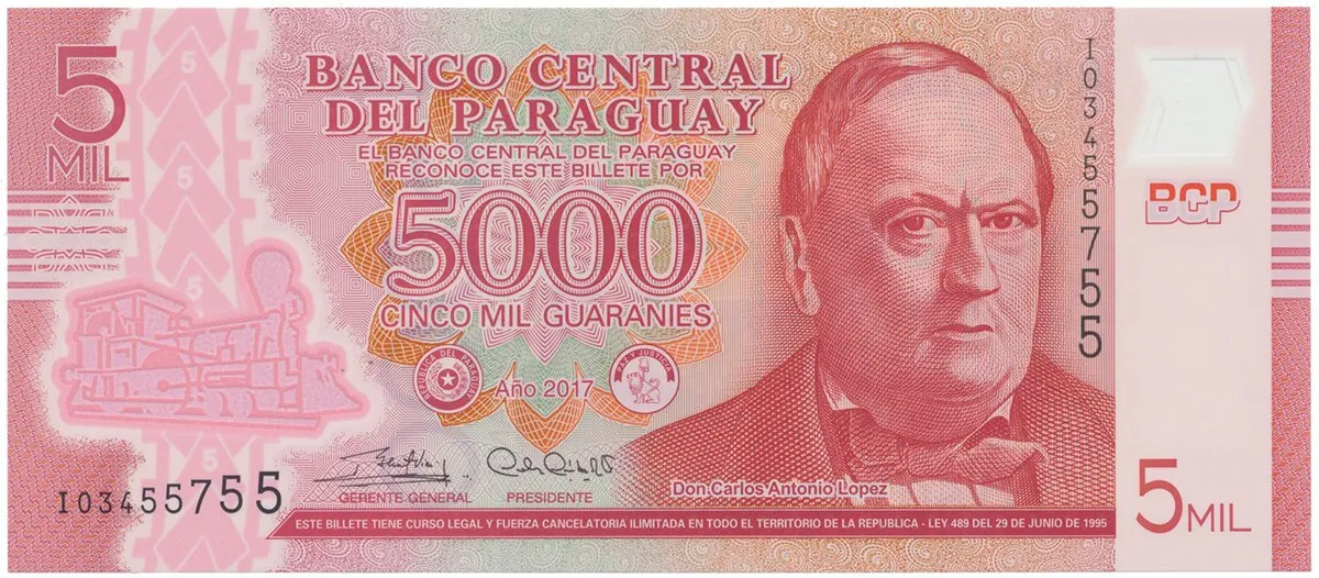 Paraguay, 5000 Guaranies 2017, plastová, P.234c