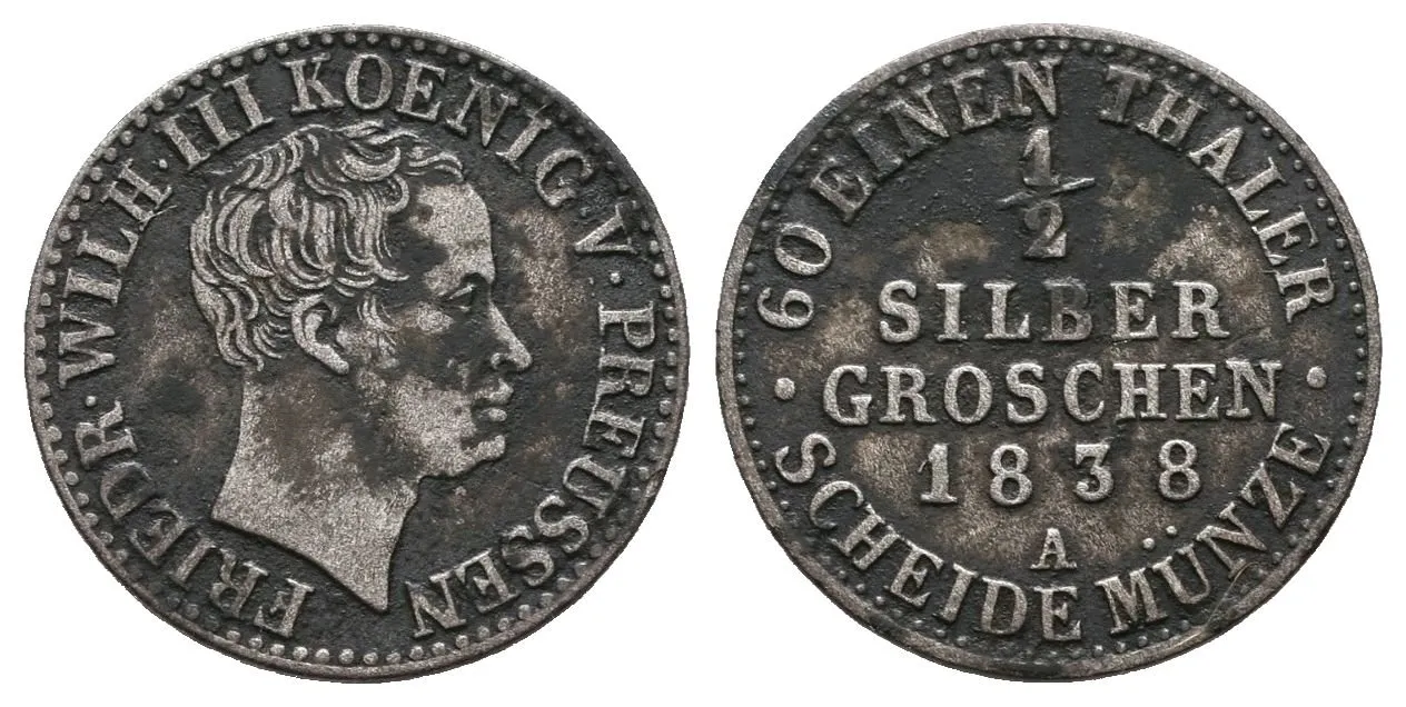 Prusko, 1/2 Groš 1838 A