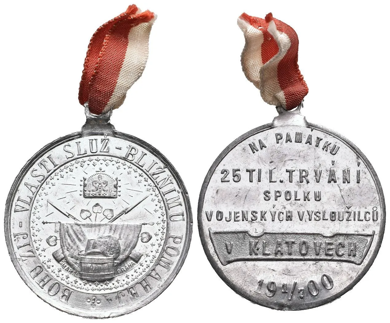 AE Medaile 1900 (Šmakal) - Na památku 25-ti letého trvání spolku vojenských vysloužilců. — 1