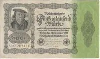 Německo, 50000 Mark 1922, Ro.79a