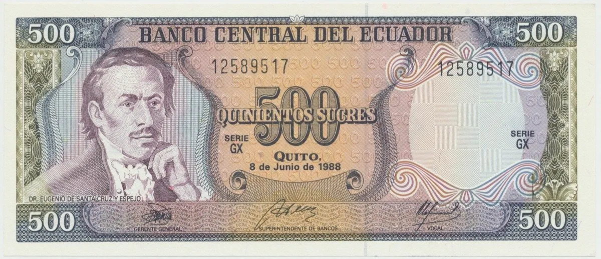 Ekvádor, 500 Sucres 1988, P.124A