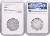 10 Centimes 1848 - Essai (Zkušební ražba), bílý kov, MAZ-1308A, — 2