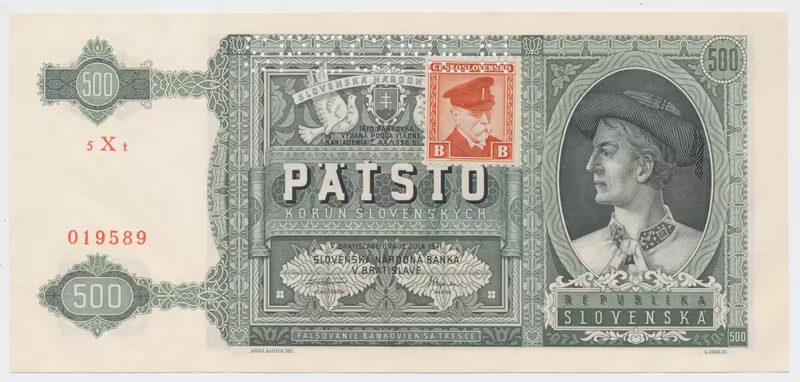 500 Koruna 1941/1945, kolkovaná, SPECIMEN, Hej.64a.S1