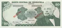 Venezuela, 20 Bolivares 1977, anulát - MUESTRA, P.53s2