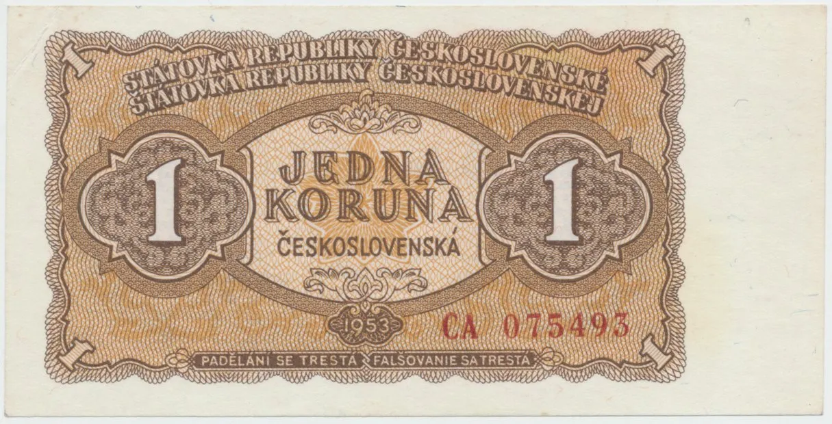 Československo, 1 Koruna 1953, tisk Moskva, série CA, Hej.89a1
