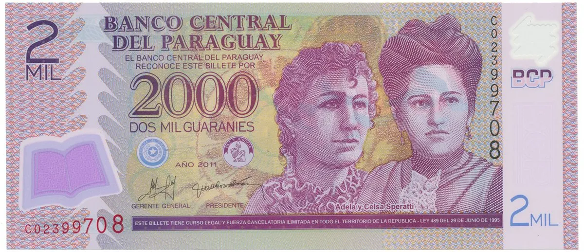 Paraguay, 2000 Guaranies 2011, plastová, P.228c