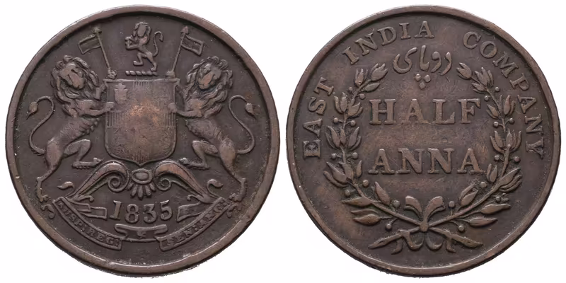 Východoindická společnost, 1/2 Anna 1835