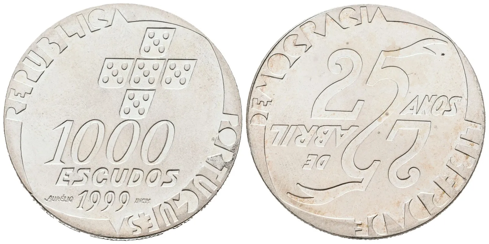 Portugalsko, 1000 Escudos 1999 - 25 let revoluce - 25. dubna