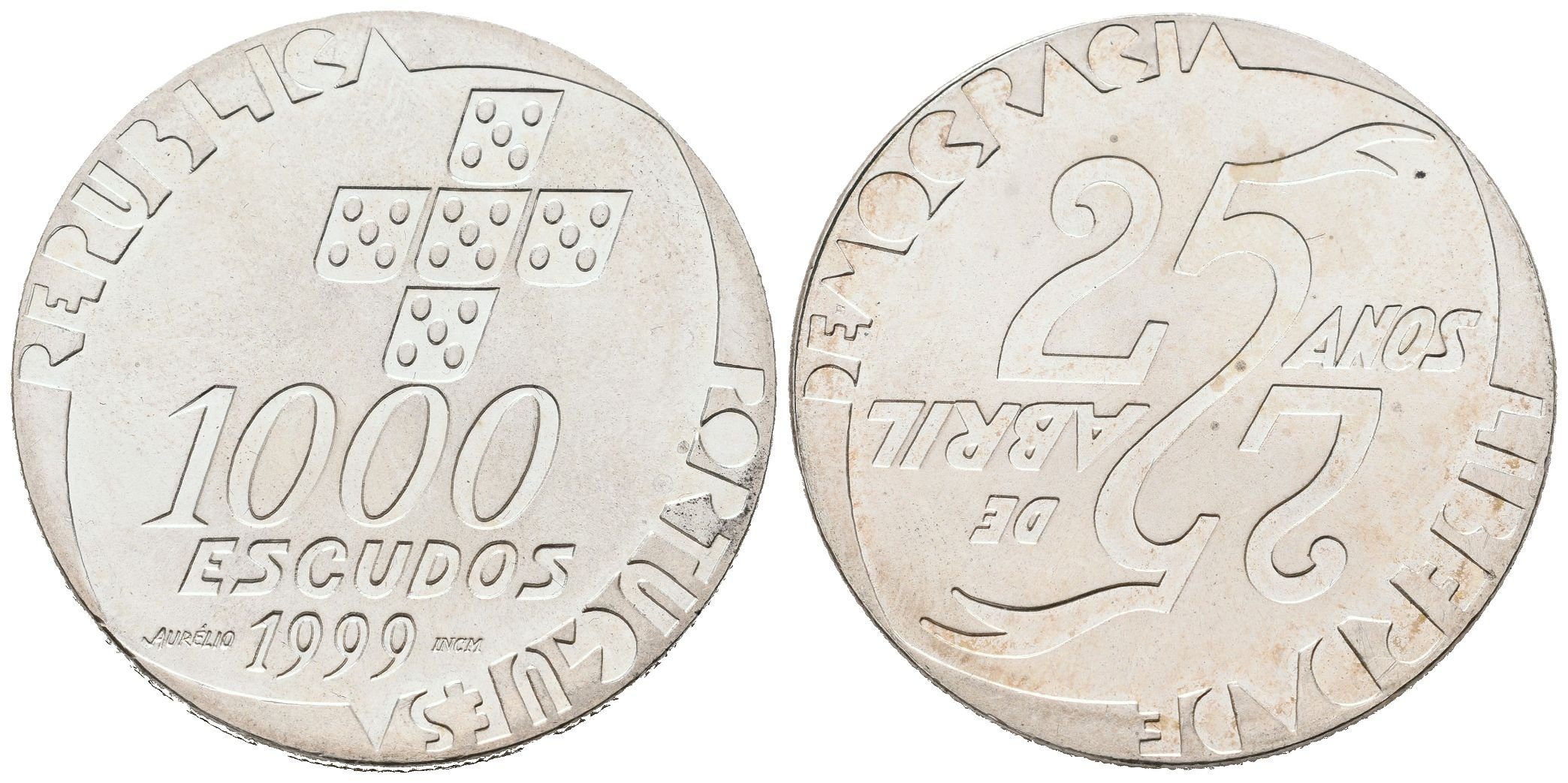 Portugalsko, 1000 Escudos 1999 - 25 let revoluce - 25. dubna
