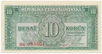 10 Koruna 1950, perforace 3 m.d. v obloučku, Hej.86bS2