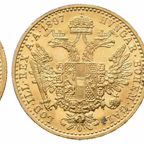Dukát 1897, krásná zachovalost, ražební lesk, patina,