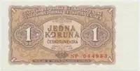 Československo, 1 Koruna 1953, tisk Praha, série NP, perf. 3 md, Hej.89b1.S1