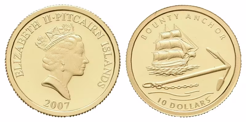 10 dolarů - 2007 - Au 1,24 g - 999/1000 - Kotva HMS Bounty