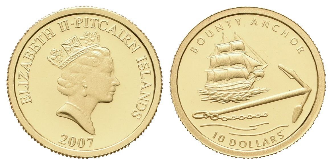10 dolarů - 2007 - Au 1,24 g - 999/1000 - Kotva HMS Bounty