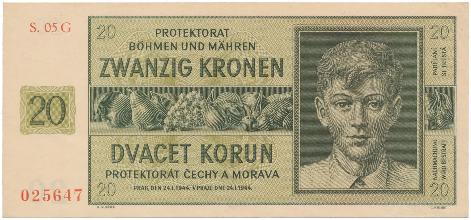 20 Koruna 1944, série G, Hej.40b