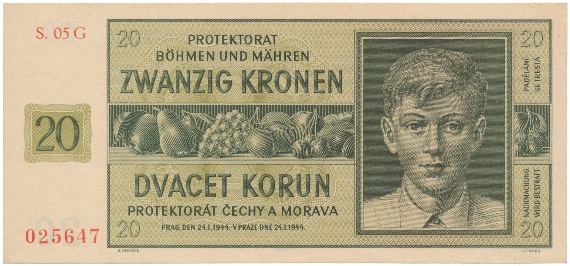 20 Koruna 1944, série G, Hej.40b