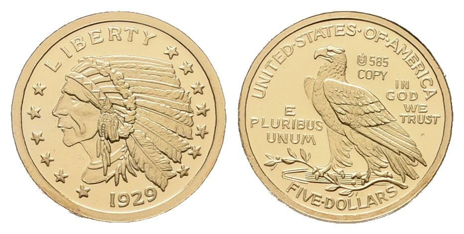 USA, replika 5 Dollars 1929