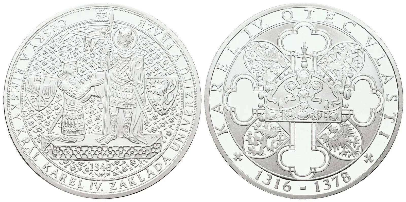Stříbrná investiční medaile - 1348, Založení univerzity v Praze - Ag 24,5 g - 999/1000 + Certifikát