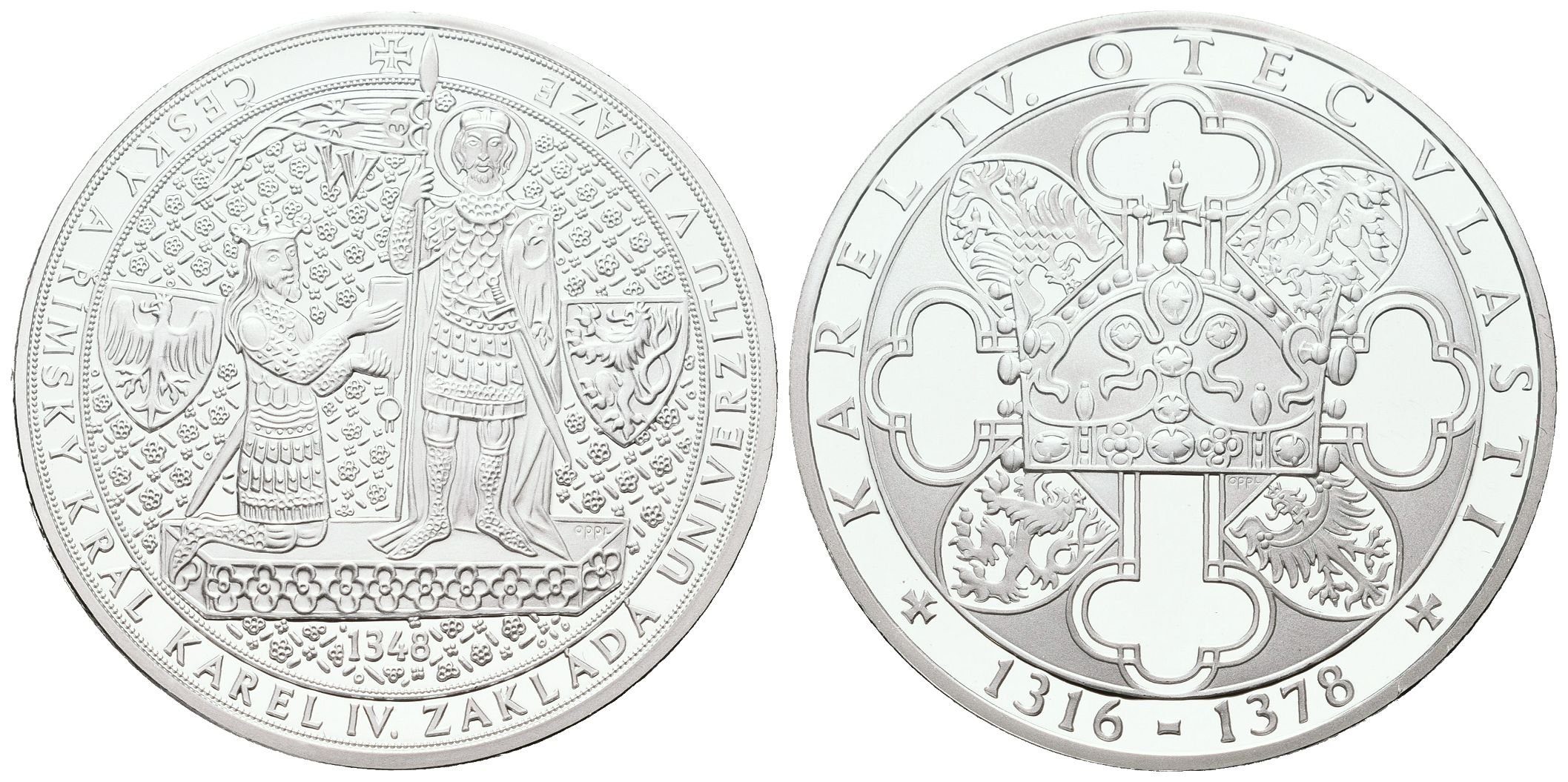 Stříbrná investiční medaile - 1348, Založení univerzity v Praze - Ag 24,5 g - 999/1000 + Certifikát