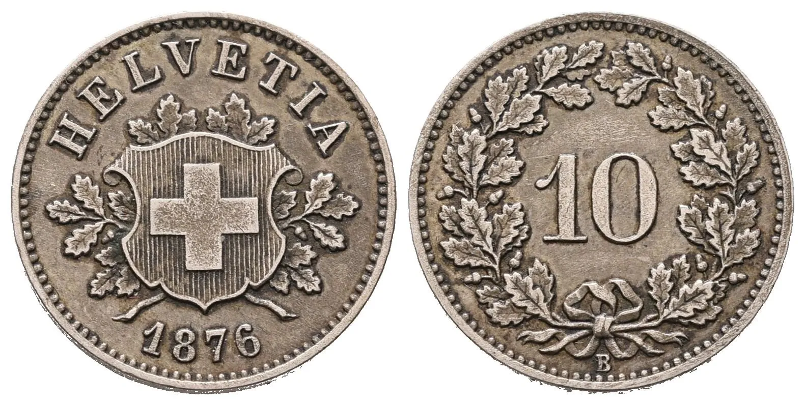 Švýcarsko, 10 Rappen 1876 B