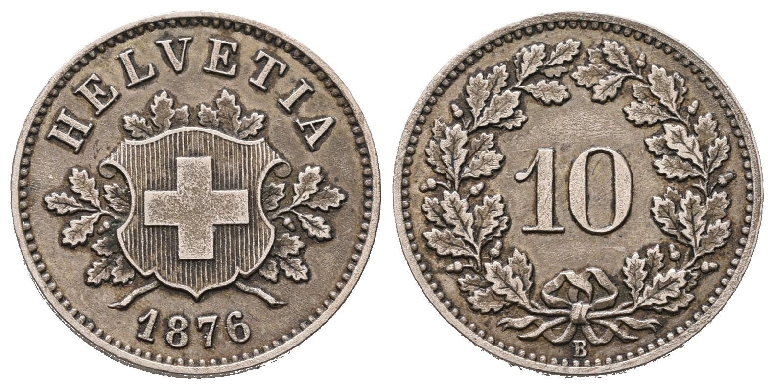 Švýcarsko, 10 Rappen 1876 B