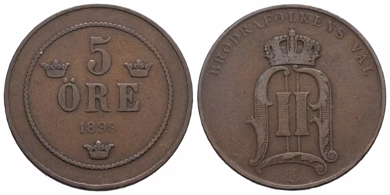 Švédsko, 5 Öre 1899