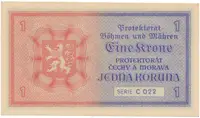 Protektorát Čechy a Morava, 1 Koruna b.d. (1940), tisk TB NBČM, série C, Hej.30aC