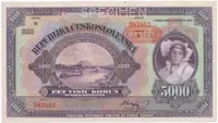 5000 Koruna 1920 (přetisk 1943), série B, SPECIMEN, Hej.N1